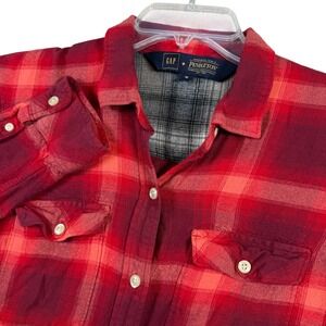 GAP x Pendleton Red Plaid Flannel Shirt Women Size M Button Down Long Sleeve